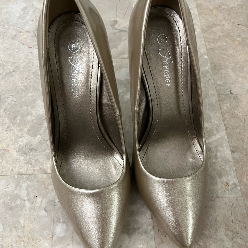 Forever 21 Shimmering Silver Heels